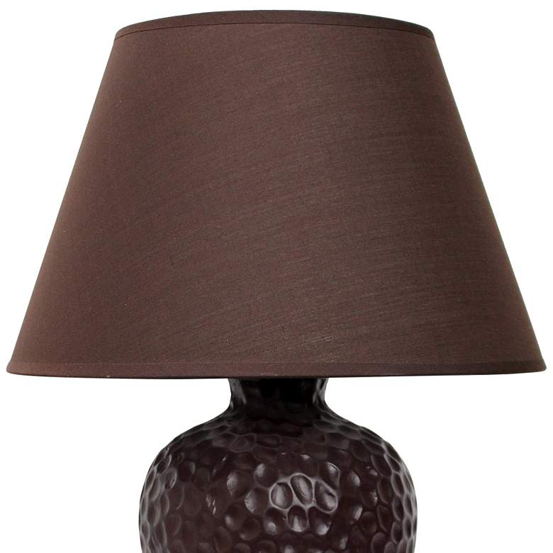 Image 3 Essentix Brown Imprint Ceramic Accent Table Desk Lamp more views