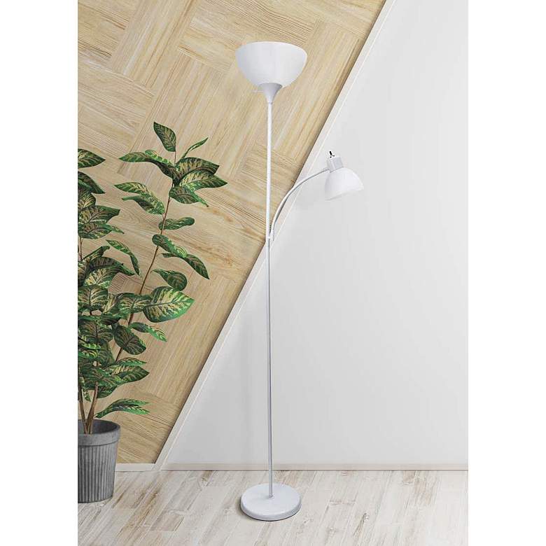 Image 1 Essentix White 2-Light Torchiere Floor Lamp