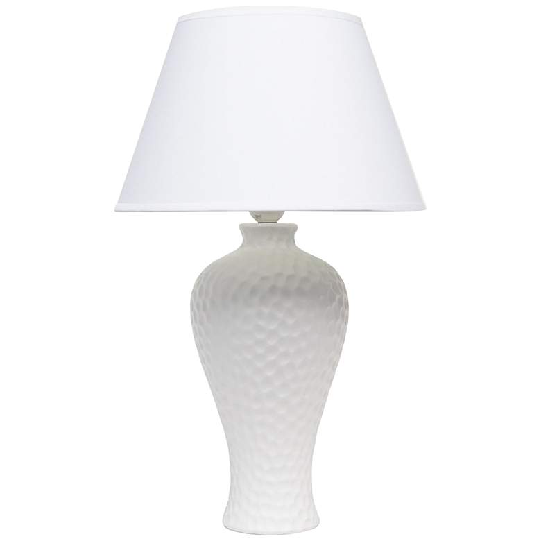 Image 2 Essentix White Imprint Ceramic Accent Table Desk Lamp