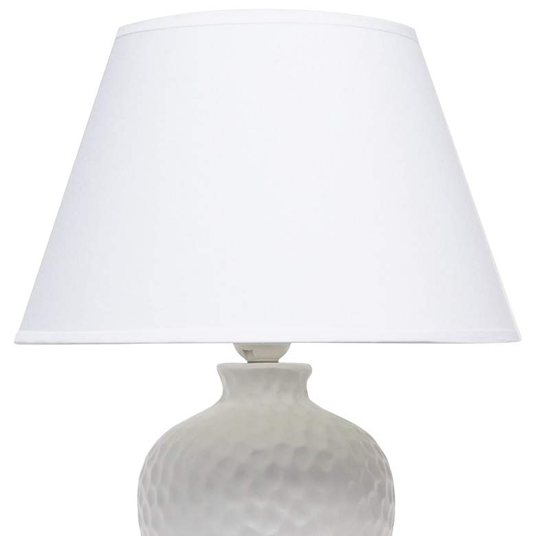 Image 3 Essentix White Imprint Ceramic Accent Table Desk Lamp more views