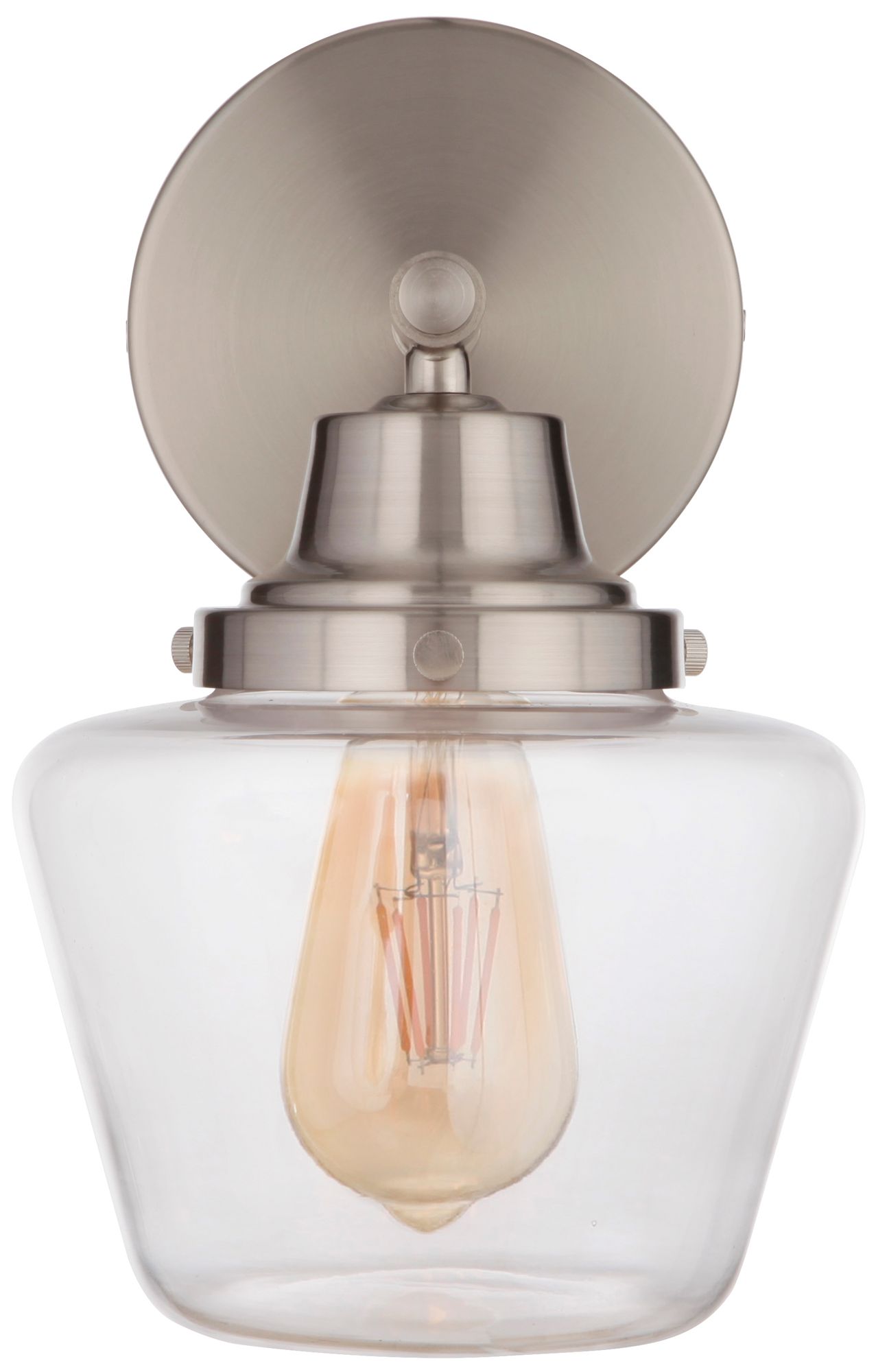 Image 2 Essex 1 Light Wall Sconce in Brushed Polished Nickel with Clear Glass more views