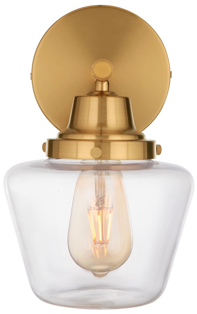 Image 4 Essex 1 Light Wall Sconce in Satin Brass with Clear Glass more views