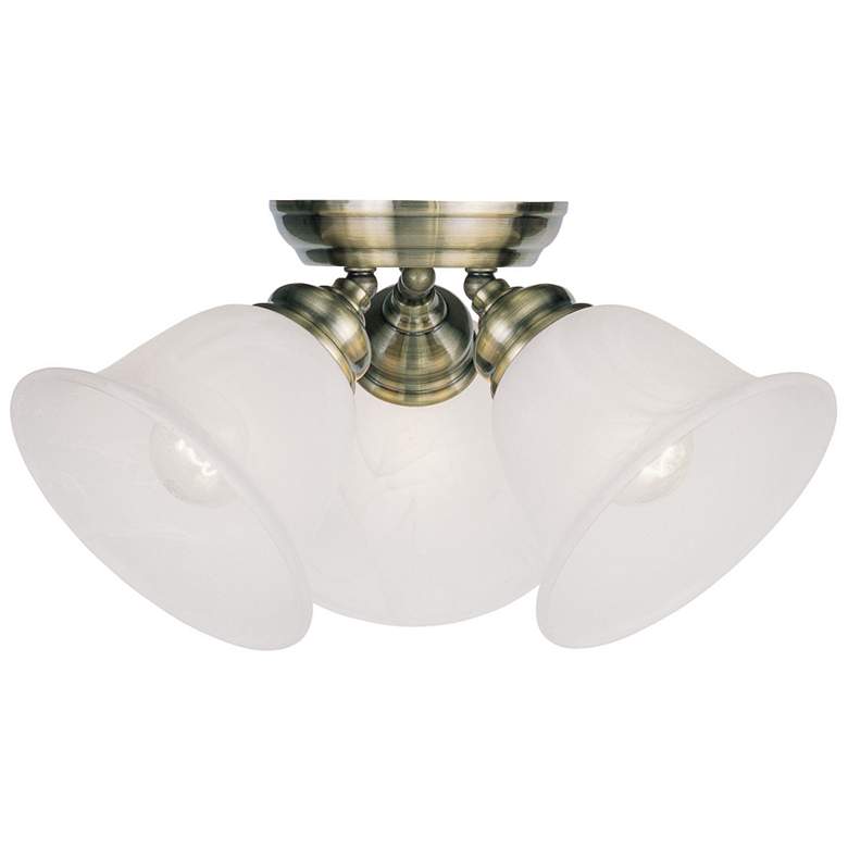 Image 1 Essex 14.5-in W Antique Brass Alabaster Glass Semi-Flush Mount Light