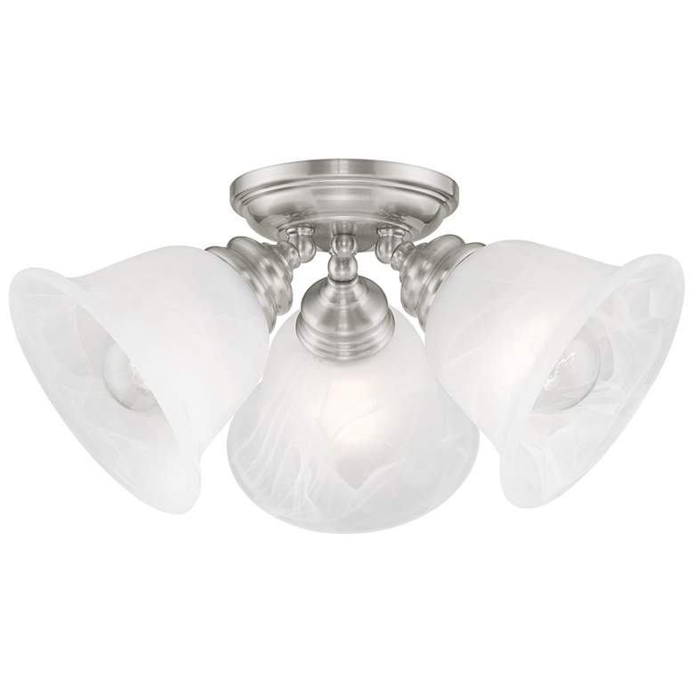 Image 1 Essex 14.5-in W Brushed Nickel Alabaster Glass Semi-Flush Mount Light