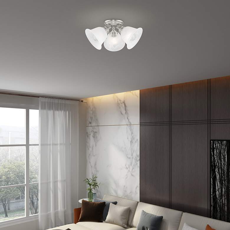 Image 6 Essex 14.5-in W Brushed Nickel Alabaster Glass Semi-Flush Mount Light more views