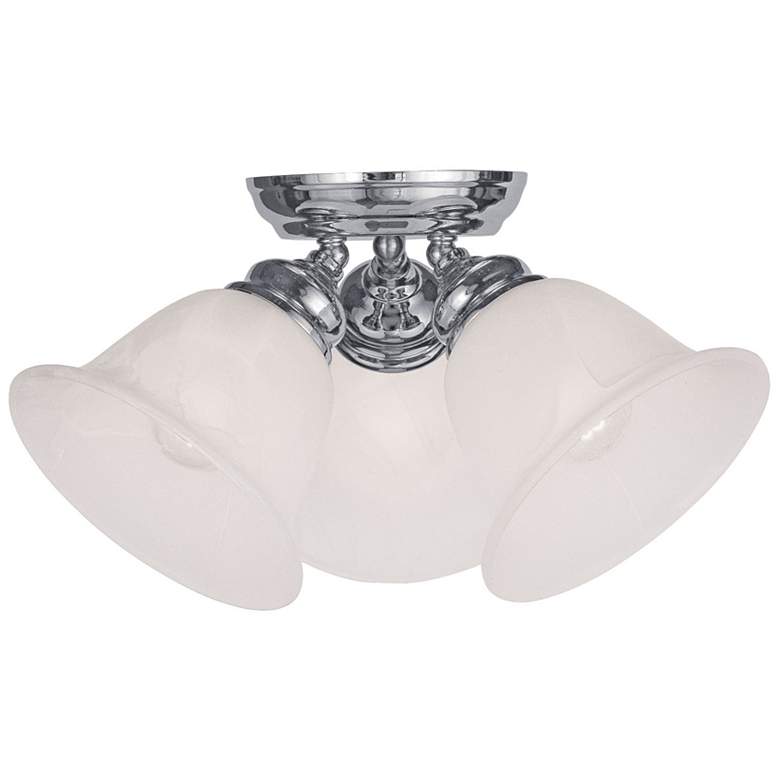 Image 1 Essex 14.5-in W Chrome Alabaster Glass Semi-Flush Mount Light