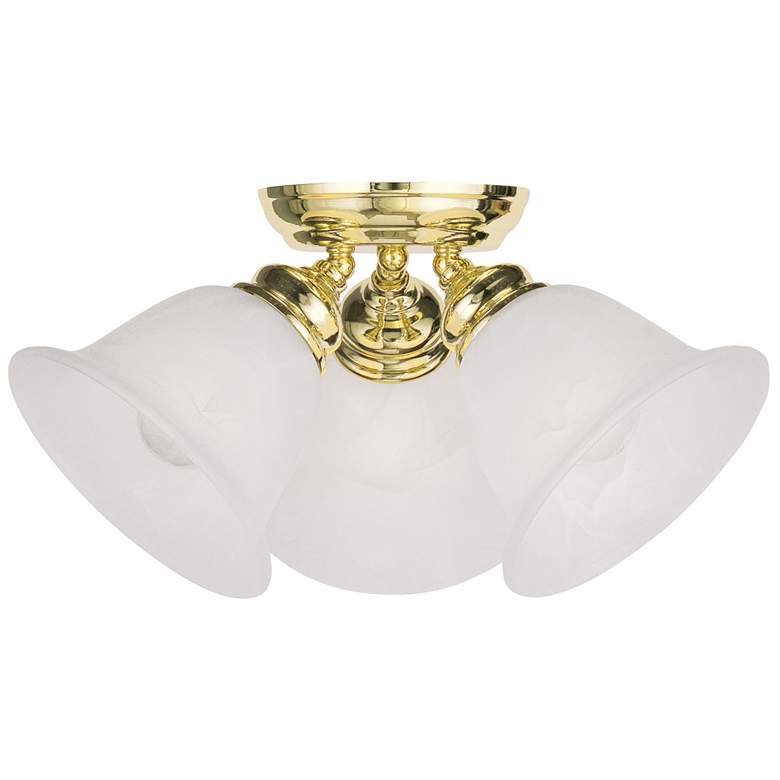 Image 1 Essex 14.5-in W Polished Brass Alabaster Glass Semi-Flush Mount Light