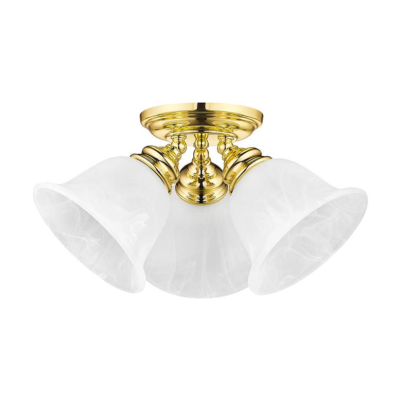 Image 3 Essex 14.5-in W Polished Brass Alabaster Glass Semi-Flush Mount Light more views