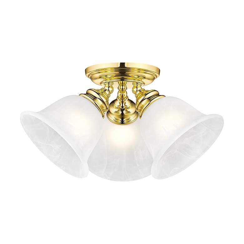 Image 4 Essex 14.5-in W Polished Brass Alabaster Glass Semi-Flush Mount Light more views