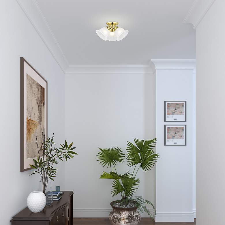 Image 6 Essex 14.5-in W Polished Brass Alabaster Glass Semi-Flush Mount Light more views