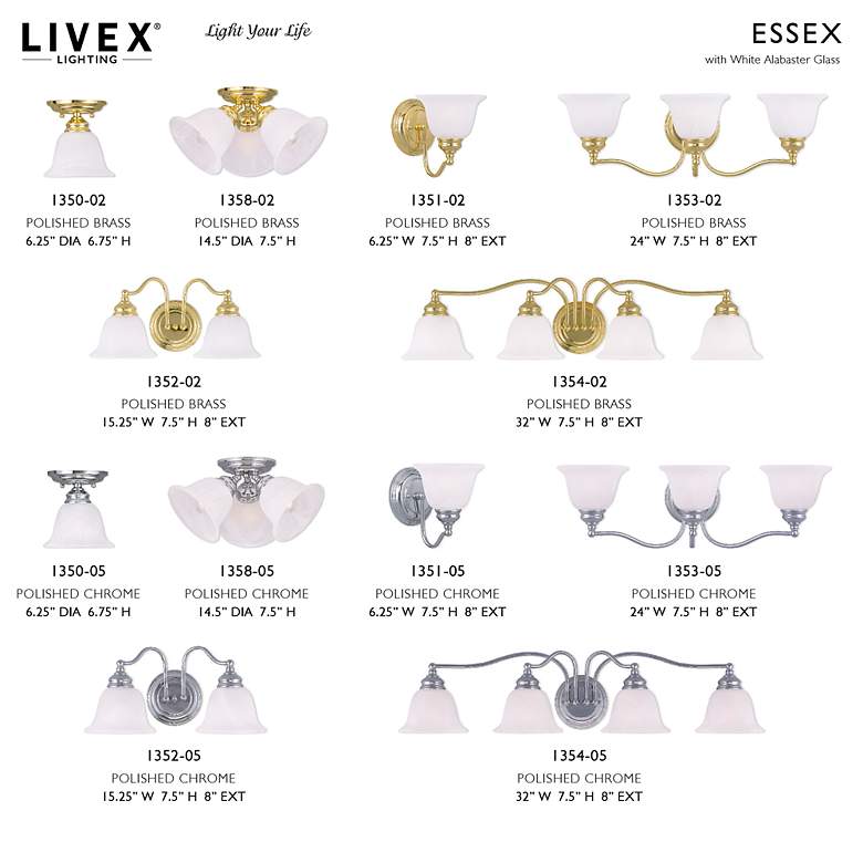 Image 7 Essex 14.5-in W Polished Brass Alabaster Glass Semi-Flush Mount Light more views
