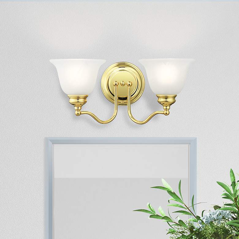 Image 1 Essex 15.25-in W 2-Light Polished Brass Arm Wall Sconce