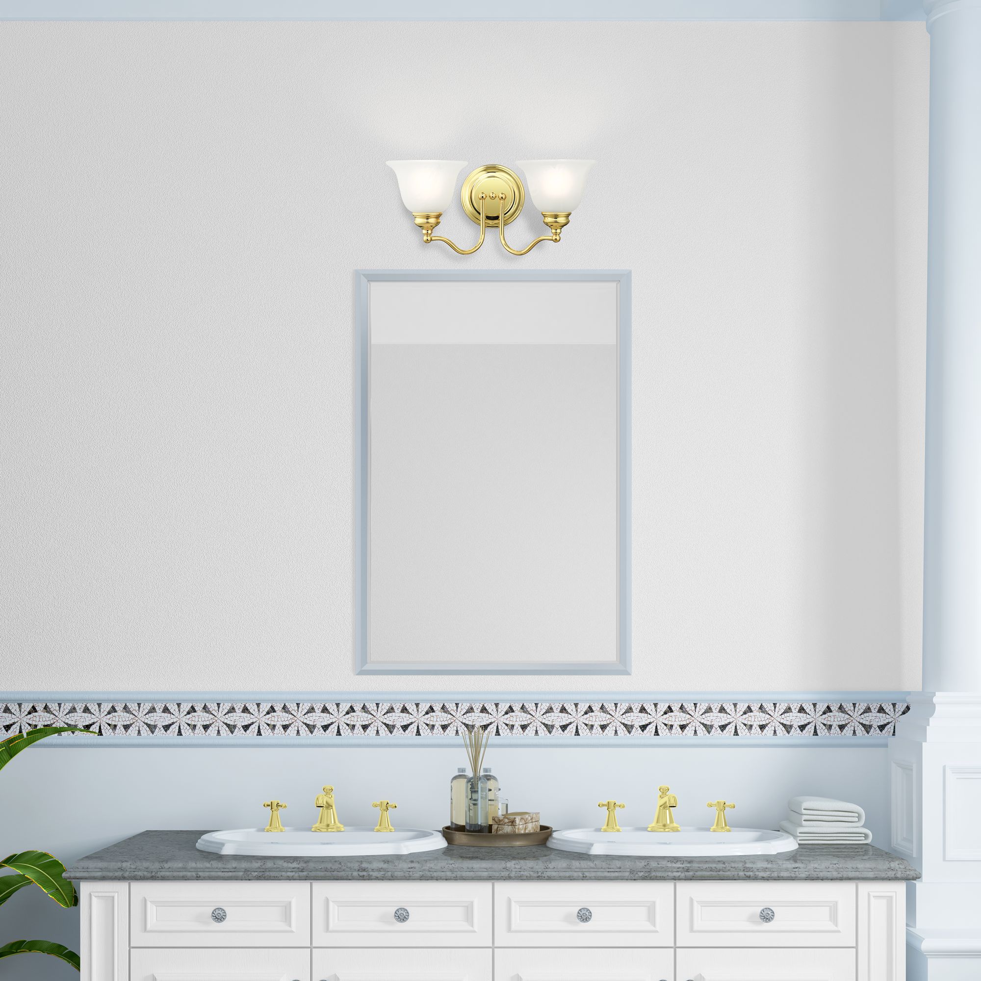 Essex 15.25-in W 2-Light Polished Brass Arm Wall Sconce