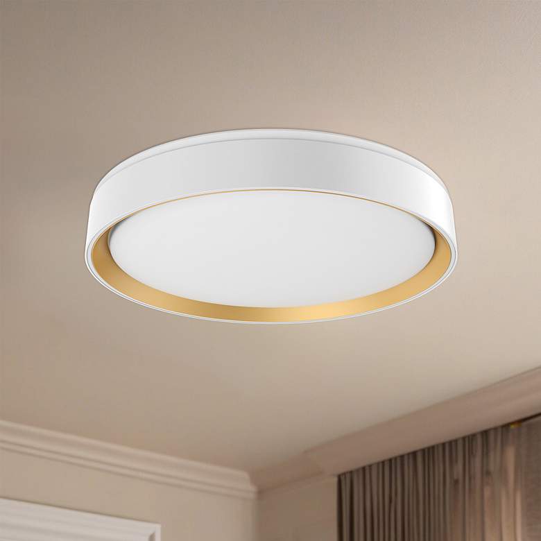 Image 1 Essex 15 3/4" Wide White and Gold LED Ceiling Light