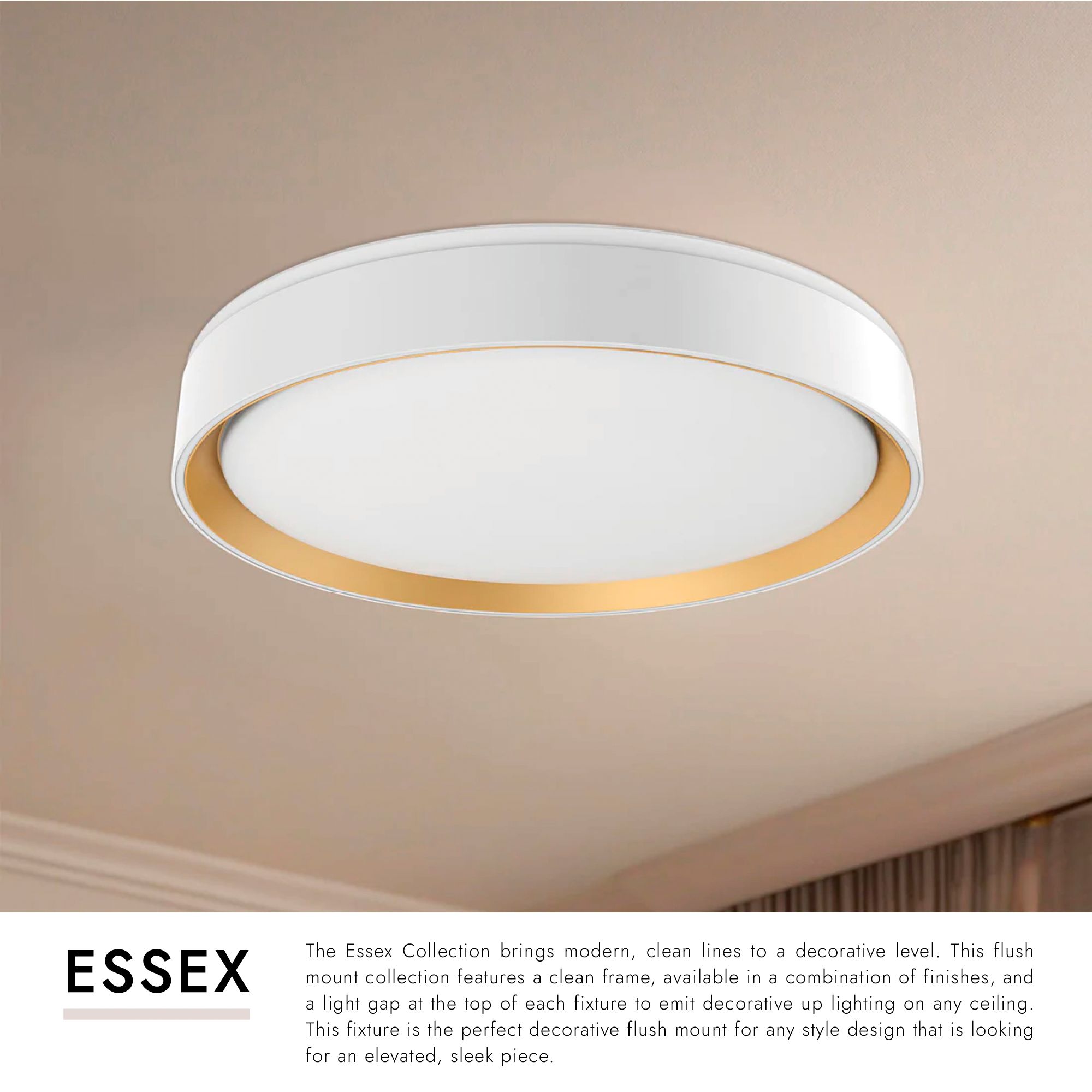 Image 3 Essex 15 3/4" Wide White and Gold LED Ceiling Light more views