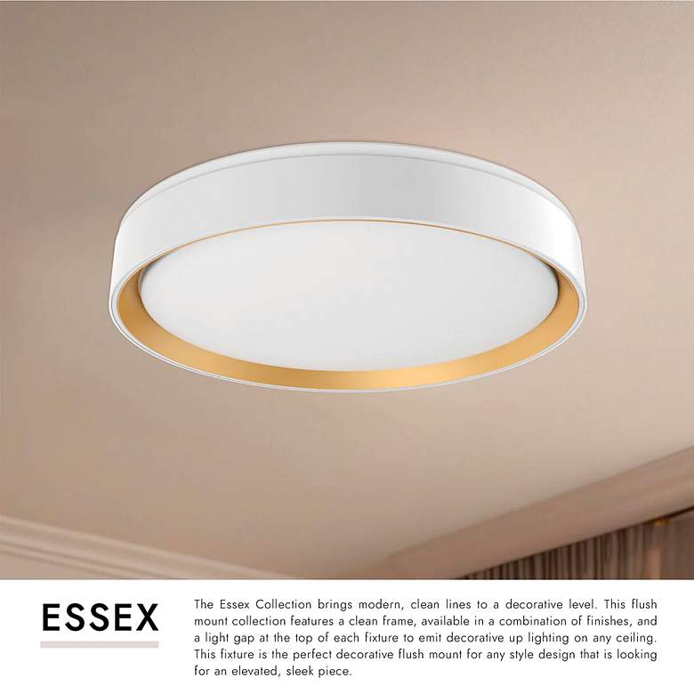 Image 3 Essex 15 3/4" Wide White and Gold LED Ceiling Light more views