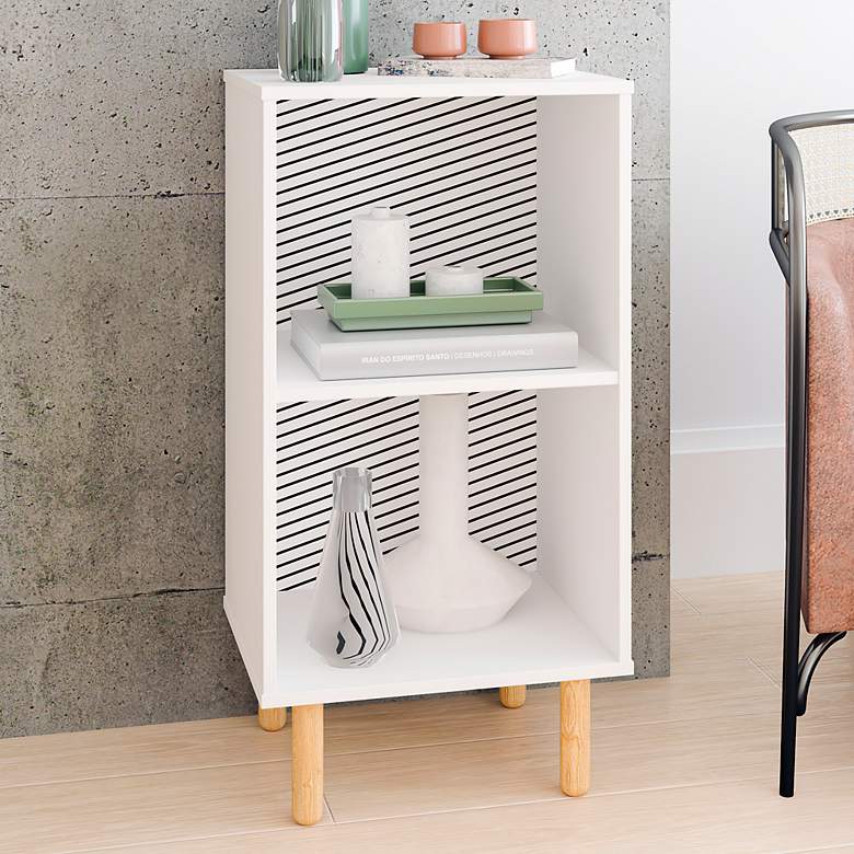 Image 1 Essex 17 1/2" Wide White and Zebra Wood 2-Shelf Nightstand