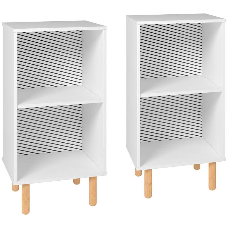 Image 1 Essex 17 1/2" Wide White and Zebra Wood 2-Shelf Nightstands Set of 2