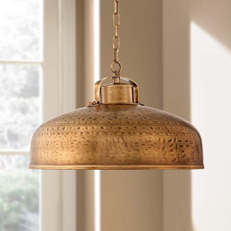 Image 1 Essex 18 inch Wide Dyed Brass Metal Pendant Light
