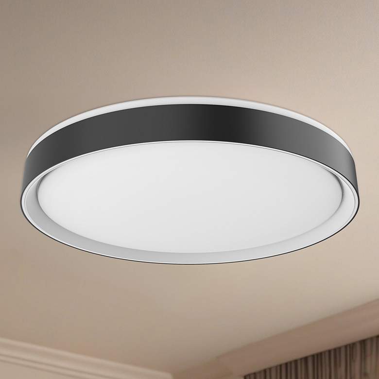 Image 1 Essex 19 3/4" Wide Black and White LED Ceiling Light