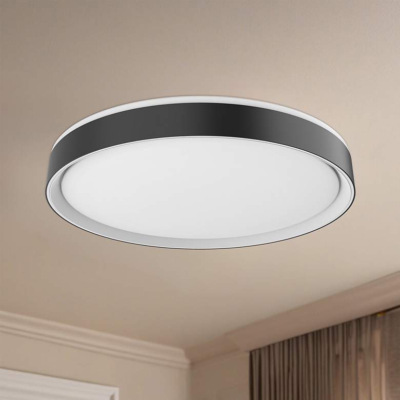 Image 4 Essex 19 3/4" Wide Black and White LED Ceiling Light more views