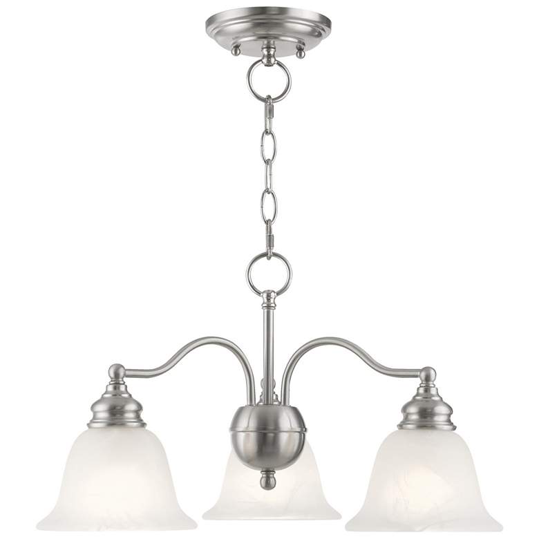 Image 1 Essex 20-in 3-Light Brushed Nickel Alabaster Glass Shaded Chandelier