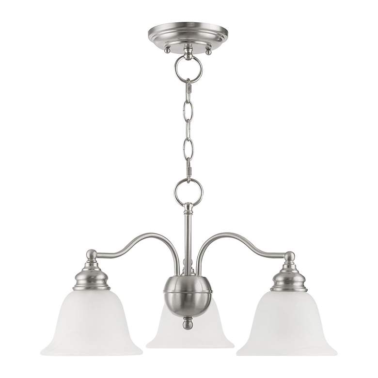 Image 3 Essex 20-in 3-Light Brushed Nickel Alabaster Glass Shaded Chandelier more views