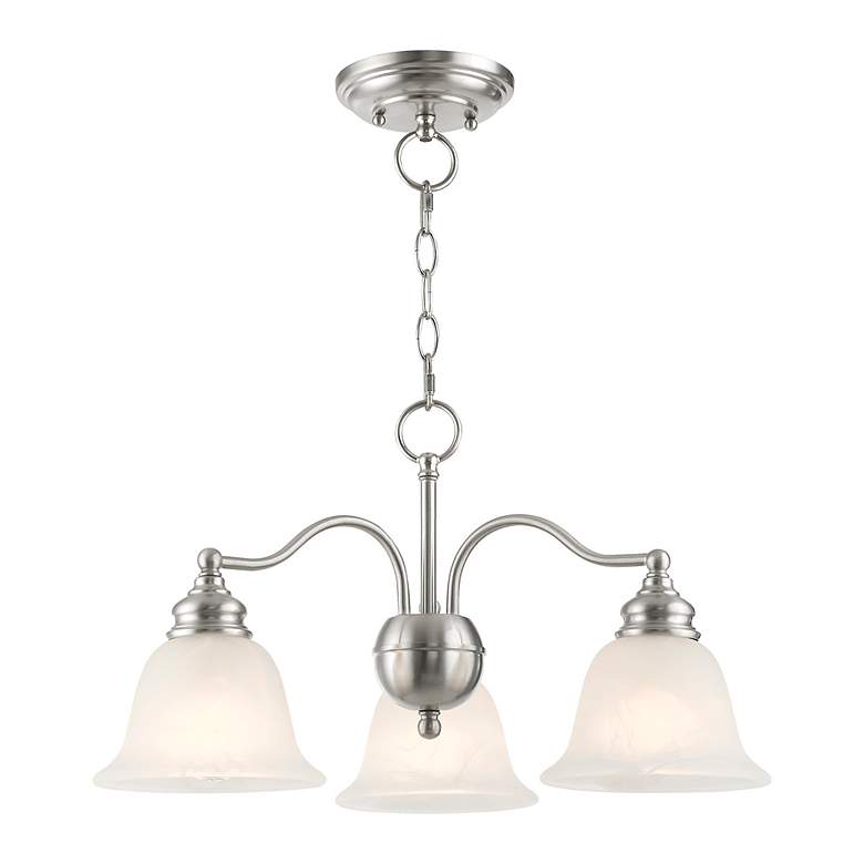 Image 4 Essex 20-in 3-Light Brushed Nickel Alabaster Glass Shaded Chandelier more views
