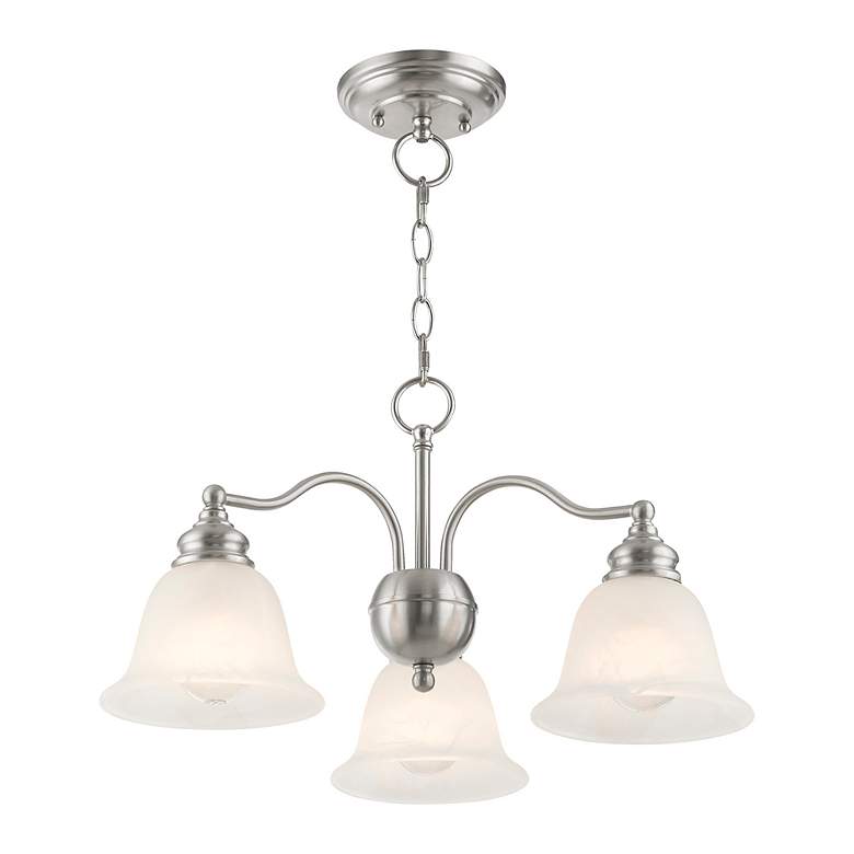 Image 5 Essex 20-in 3-Light Brushed Nickel Alabaster Glass Shaded Chandelier more views