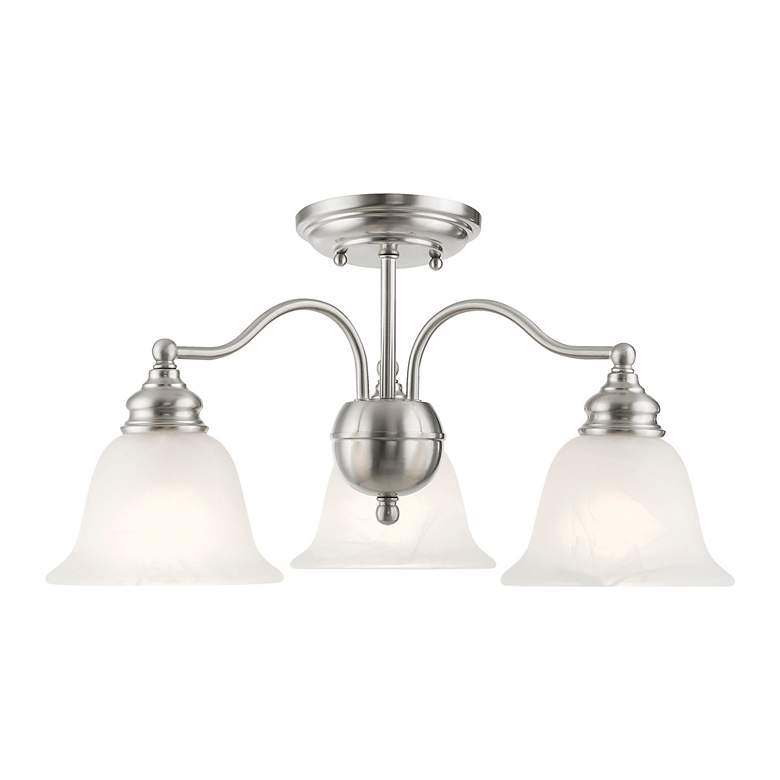 Image 6 Essex 20-in 3-Light Brushed Nickel Alabaster Glass Shaded Chandelier more views