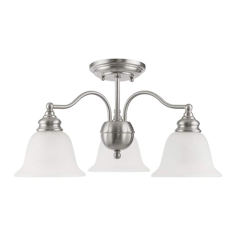 Image 7 Essex 20-in 3-Light Brushed Nickel Alabaster Glass Shaded Chandelier more views