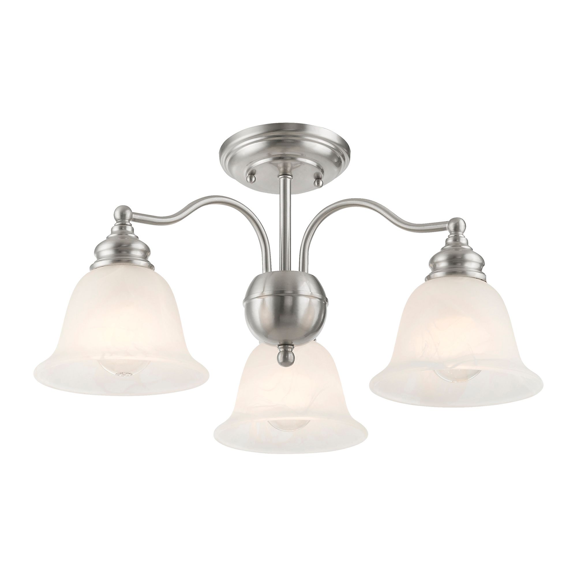 Essex 20-in 3-Light Brushed Nickel Alabaster Glass Shaded Chandelier