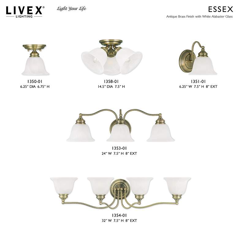 Image 4 Essex 24-in W 3-Light Antique Brass Arm Wall Sconce more views