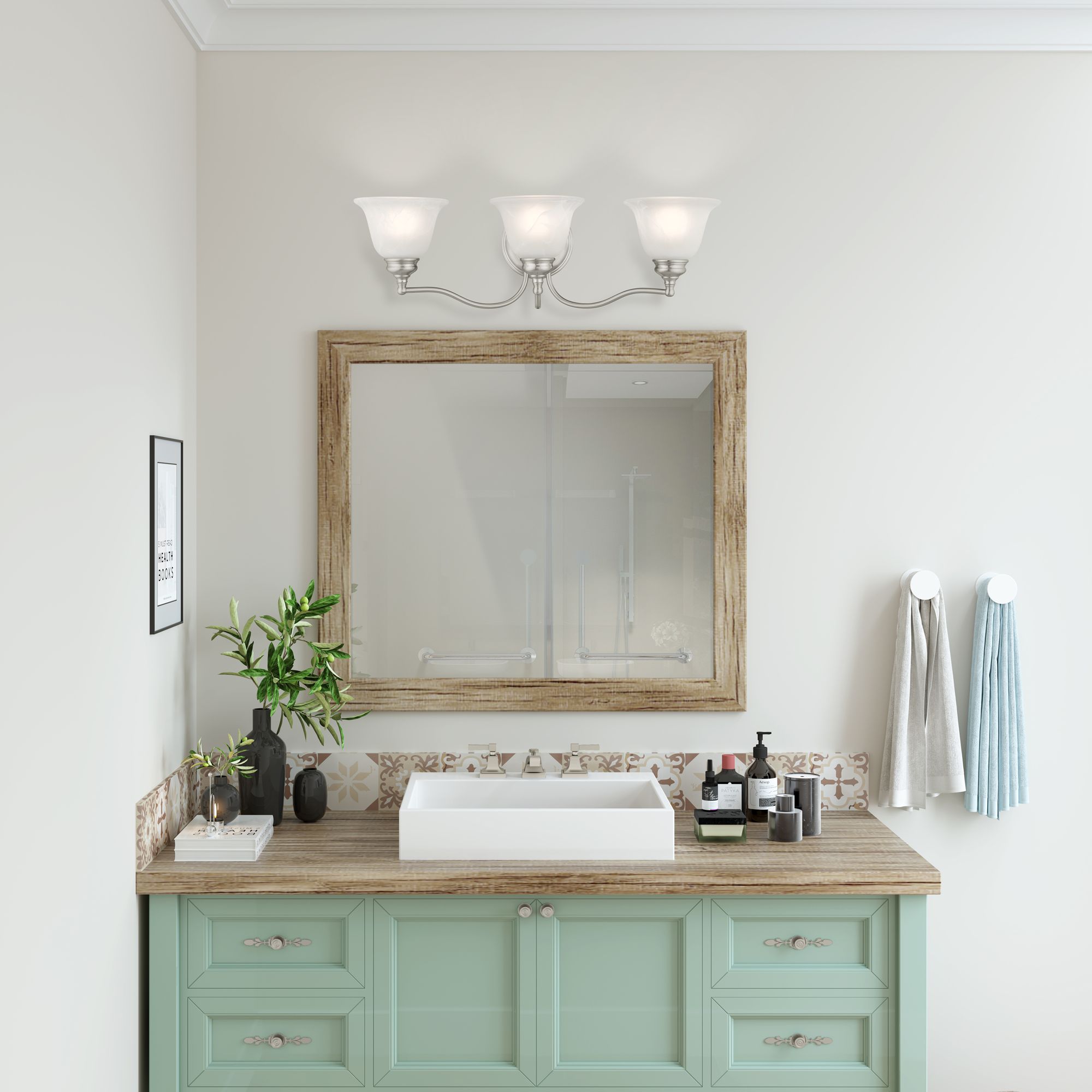 Essex 24-in W 3-Light Brushed Nickel Arm Wall Sconce