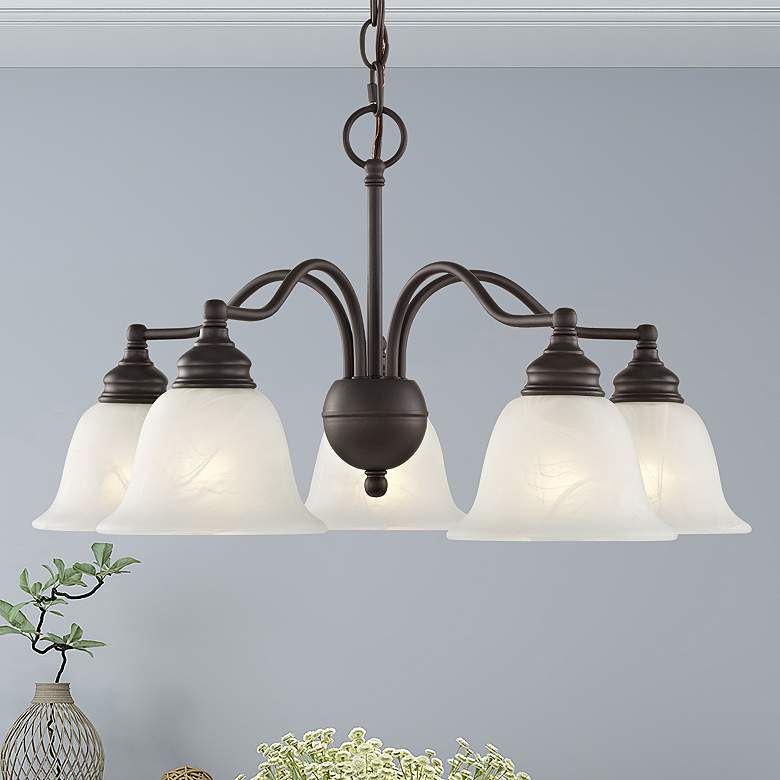 Image 2 Essex 24" Wide Bronze Metal 5-Light Chandelier