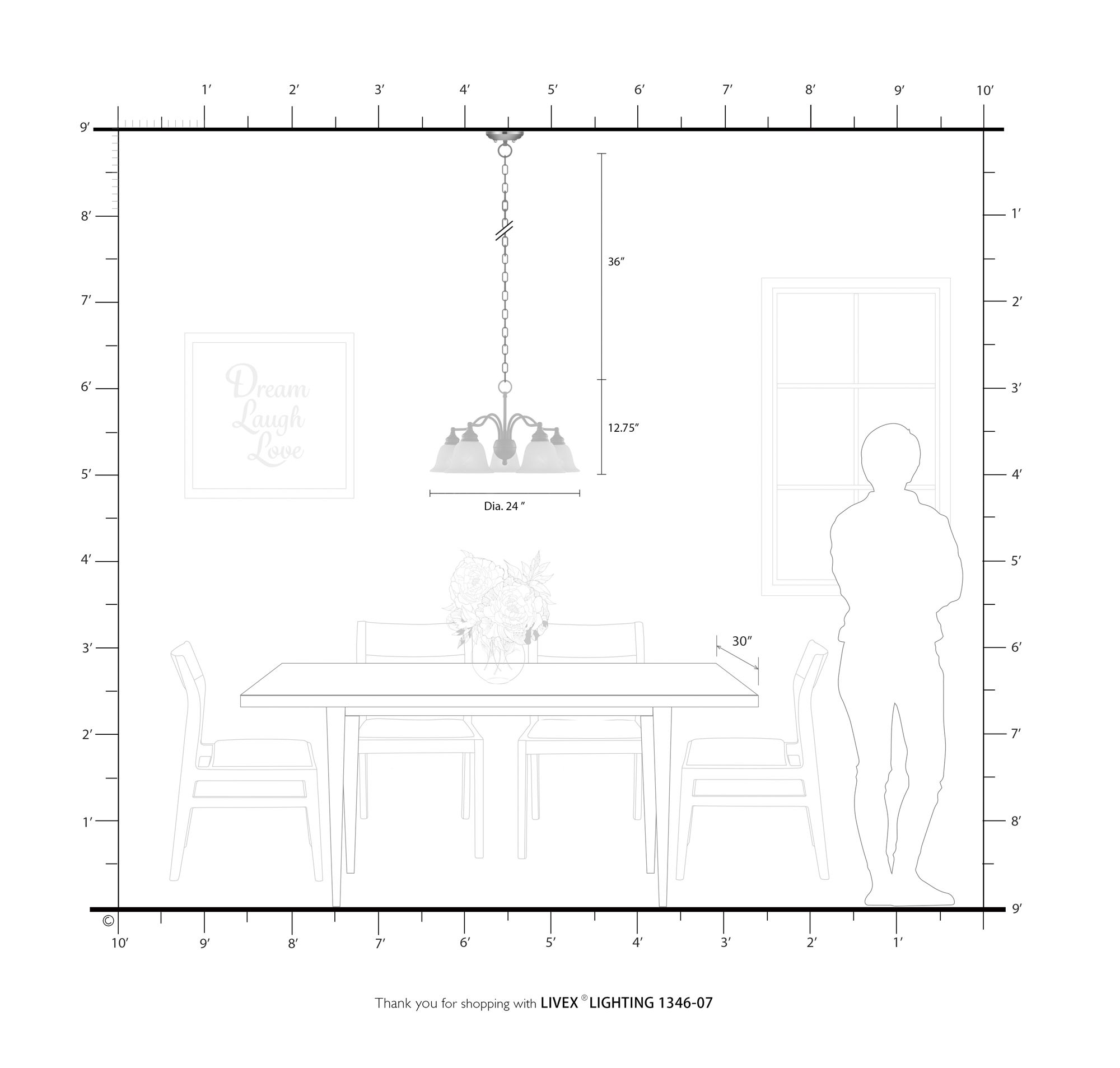 Essex 24" Wide Bronze Metal 5-Light Chandelier in scene