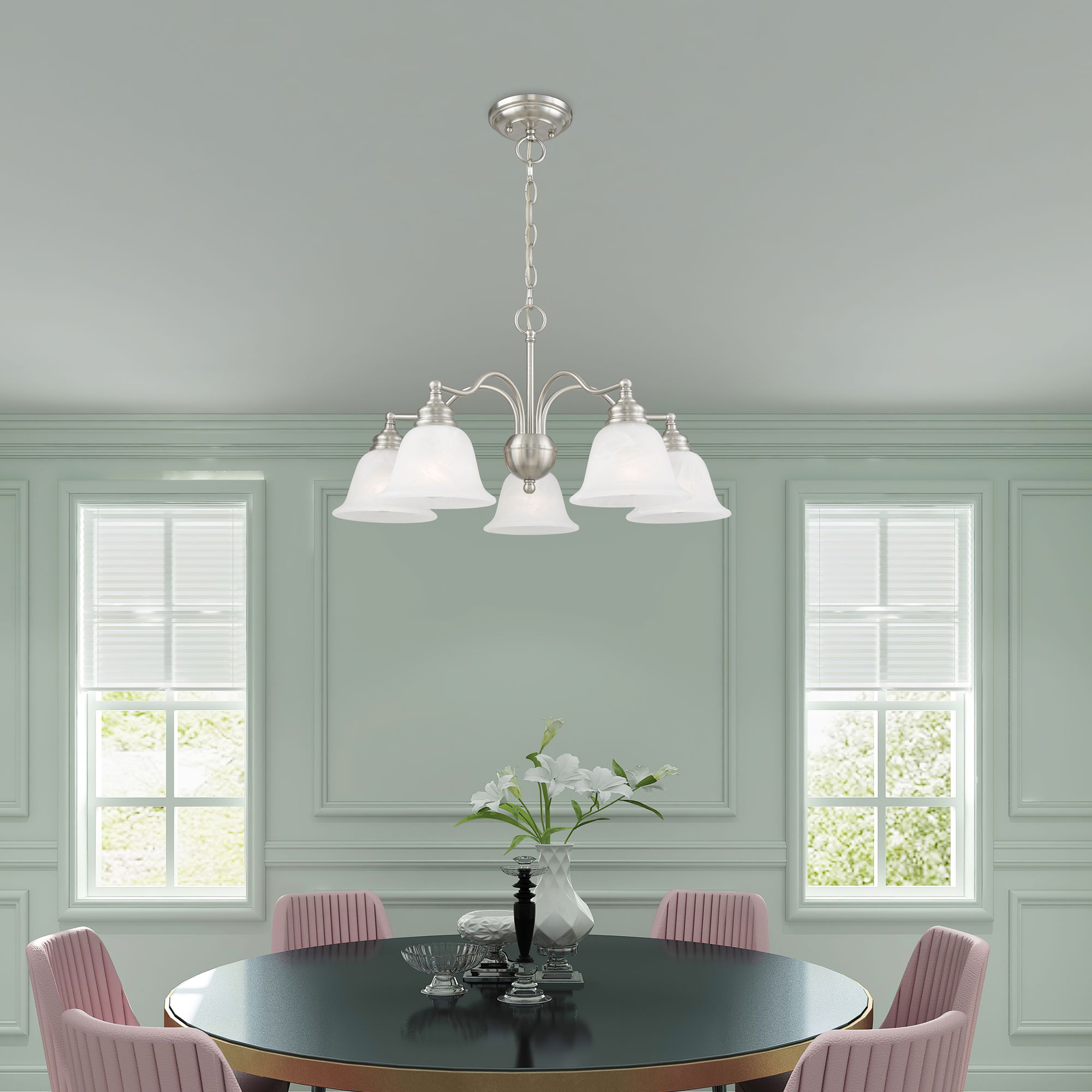 Essex 24" Wide Brushed Nickel 5-Light Chandelier in scene