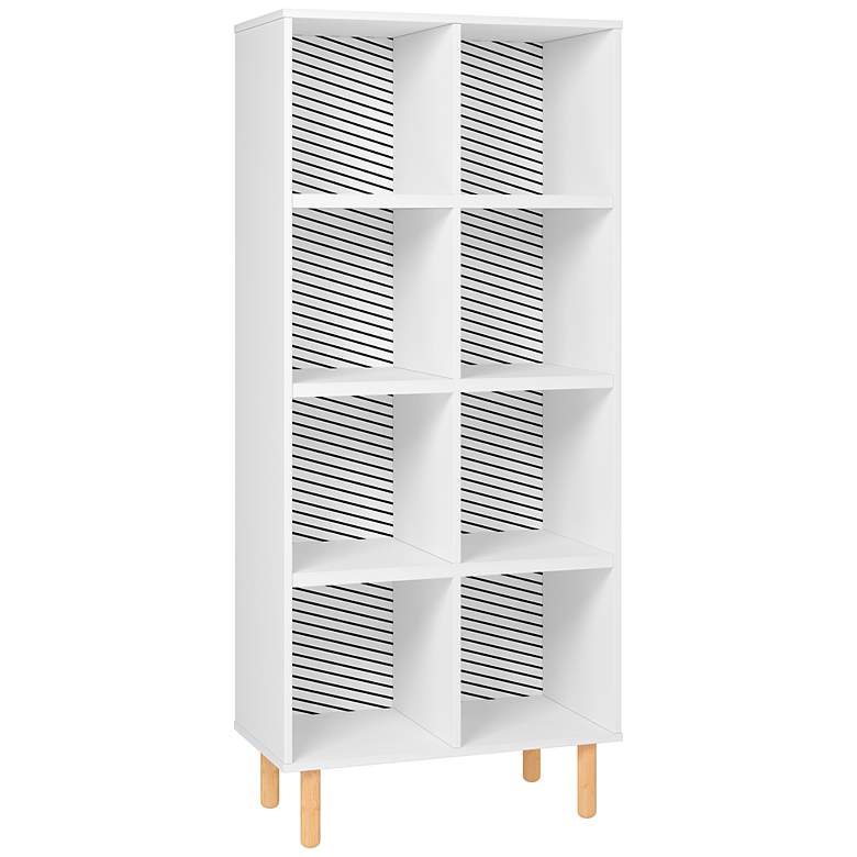 Image 2 Essex 26 1/2" Wide White and Zebra Wood 8-Shelf Bookcase