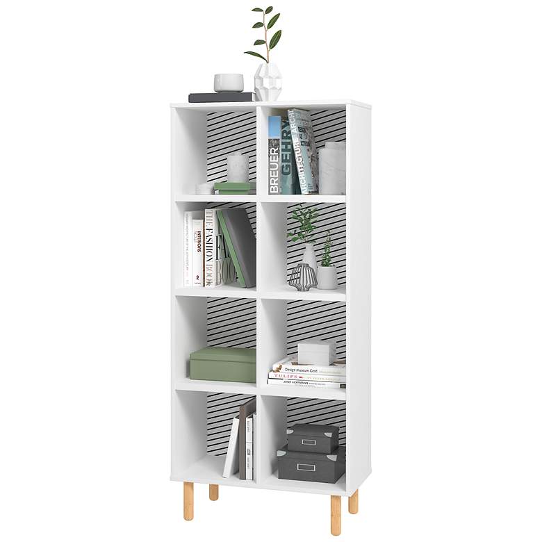 Image 5 Essex 26 1/2" Wide White and Zebra Wood 8-Shelf Bookcase more views