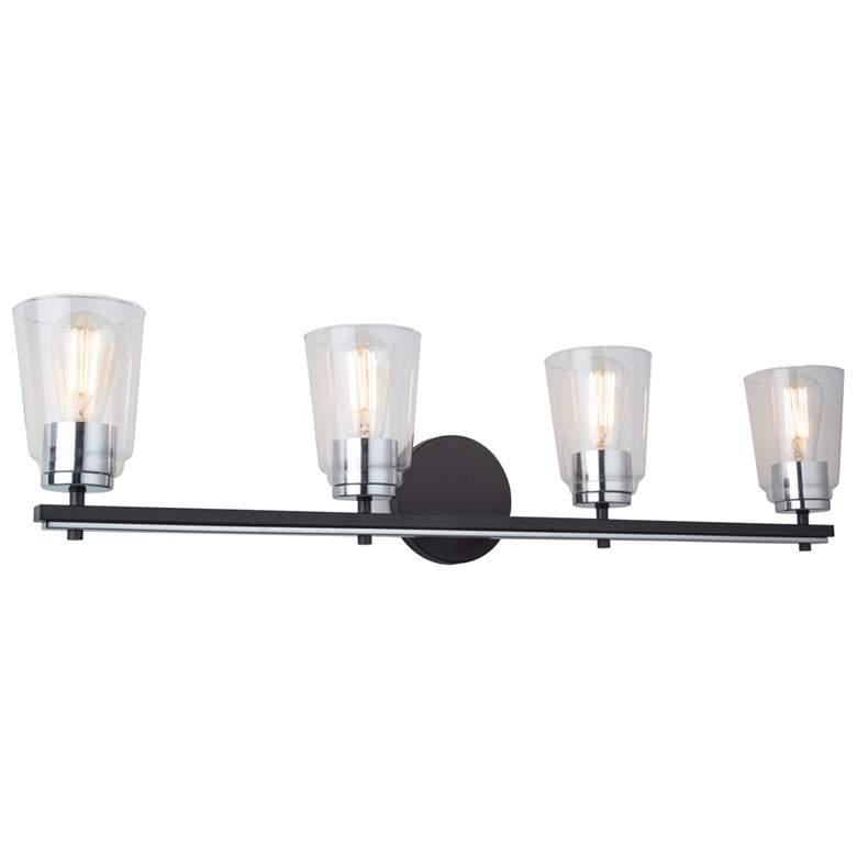 Image 1 Essex 35.25" Wide 4-Light Black Bathroom Vanity With Clear Glass Shade