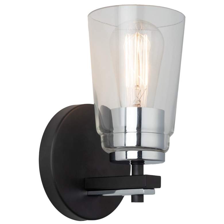 Image 1 Essex 5.13" Wide Black Bathroom Sconce With Clear Glass Shade