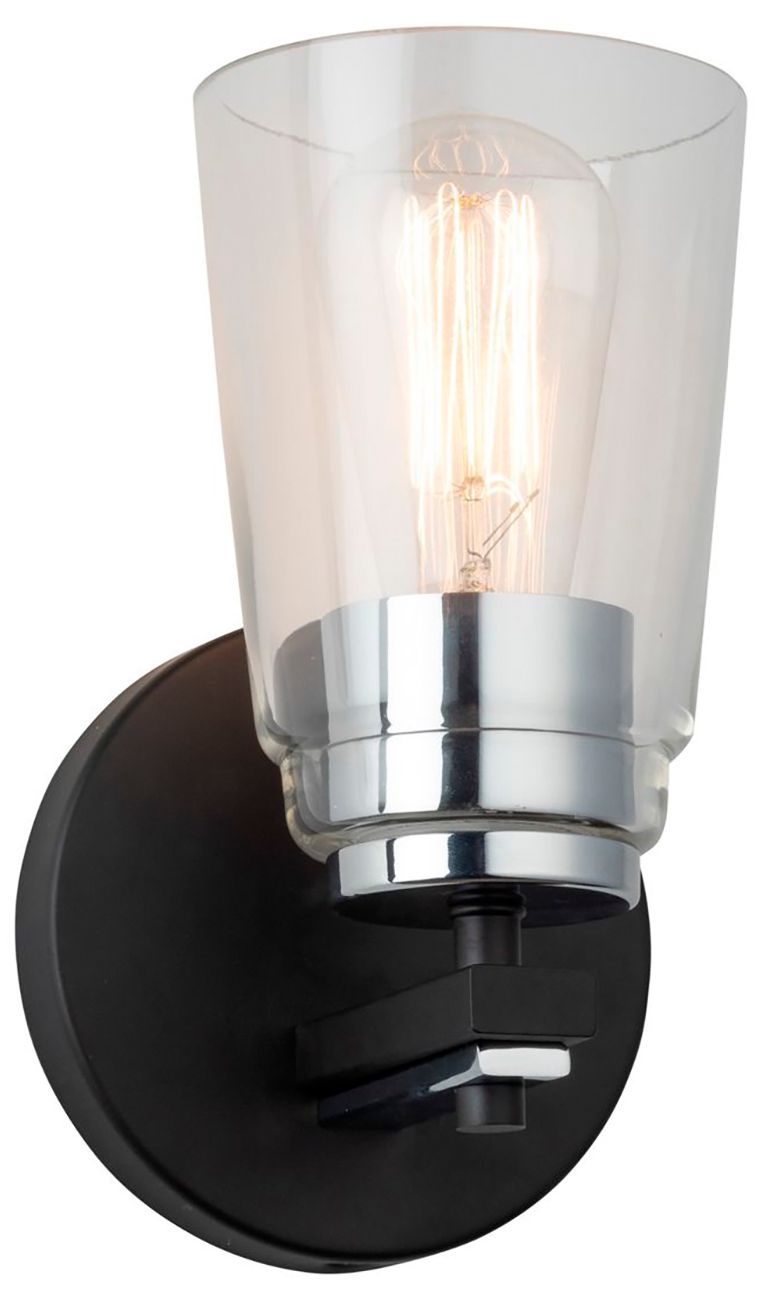 Image 2 Essex 5.13" Wide Black Bathroom Sconce With Clear Glass Shade more views