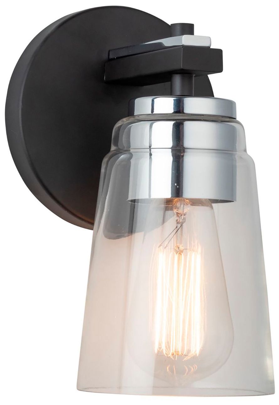 Image 4 Essex 5.13" Wide Black Bathroom Sconce With Clear Glass Shade more views