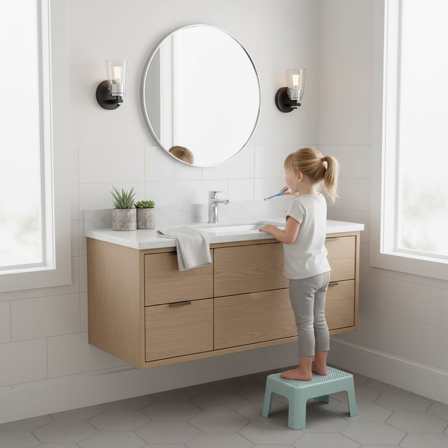 Image 6 Essex 5.13" Wide Black Bathroom Sconce With Clear Glass Shade more views