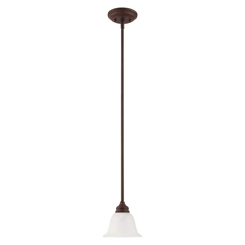 Image 4 Essex 6.25-in Bronze Mini Alabaster Glass Bell Pendant more views