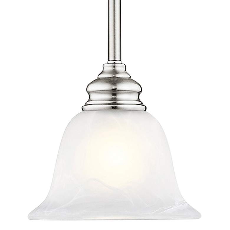 Image 3 Essex 6.25-in Brushed Nickel Mini Alabaster Glass Bell Pendant more views
