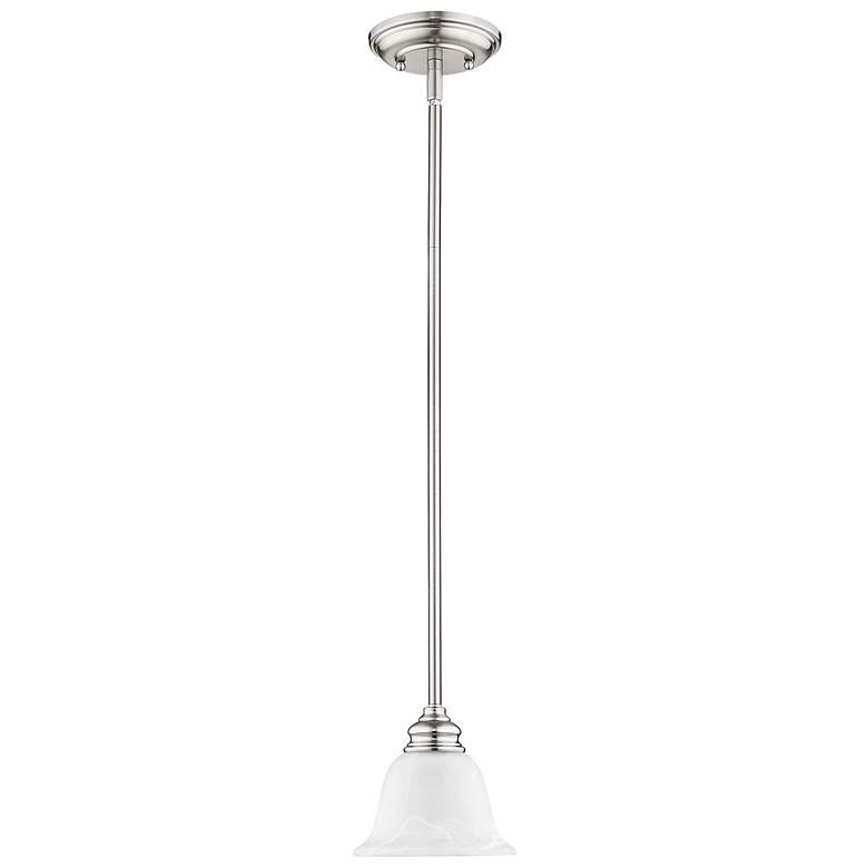 Image 4 Essex 6.25-in Brushed Nickel Mini Alabaster Glass Bell Pendant more views