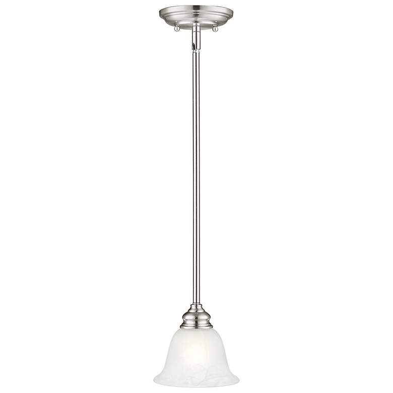 Image 5 Essex 6.25-in Brushed Nickel Mini Alabaster Glass Bell Pendant more views