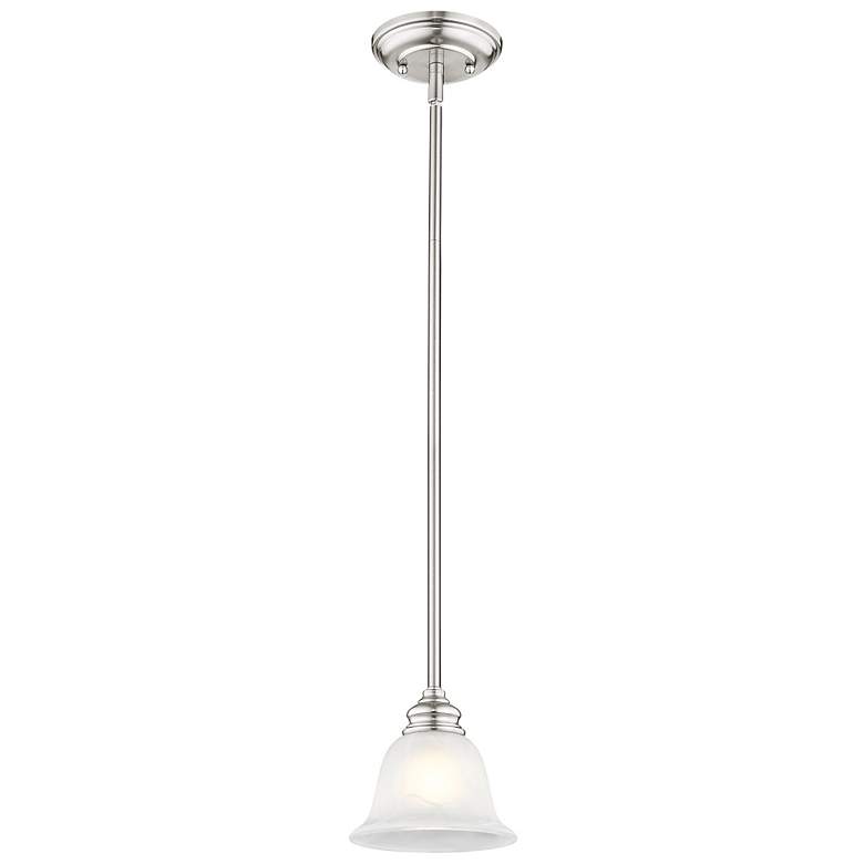 Image 6 Essex 6.25-in Brushed Nickel Mini Alabaster Glass Bell Pendant more views
