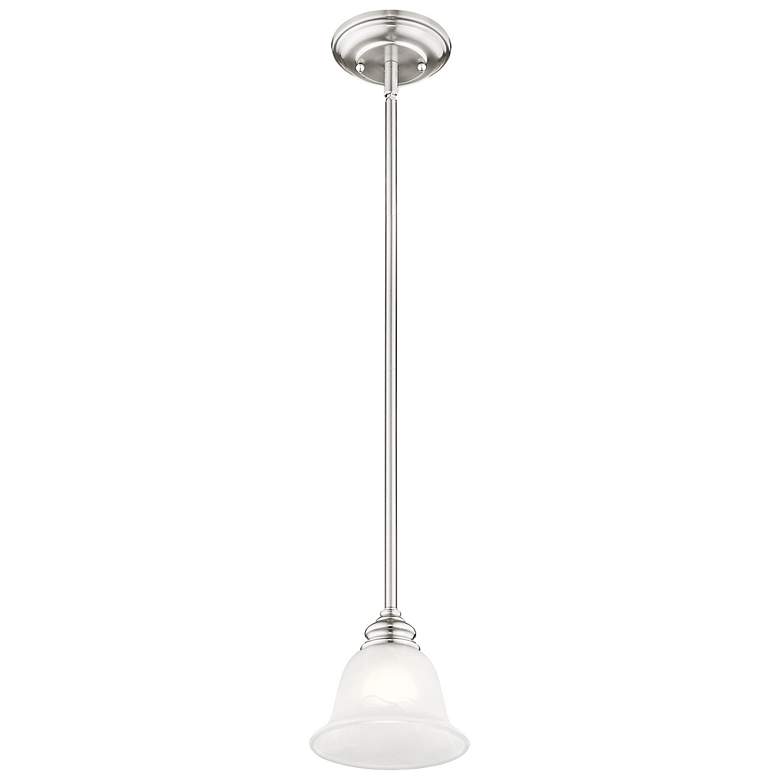 Image 7 Essex 6.25-in Brushed Nickel Mini Alabaster Glass Bell Pendant more views